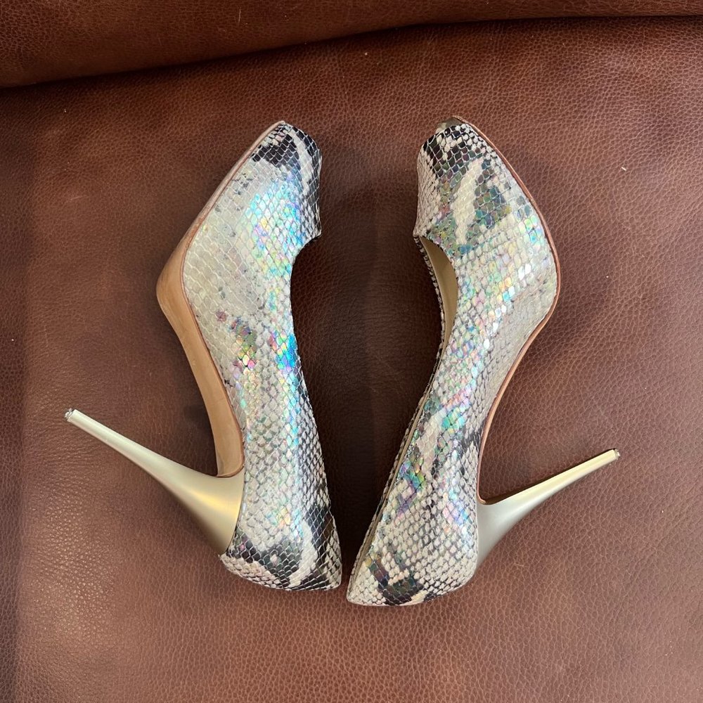 Giuseppi Zanotti 'Snake Skin' Leather Metalic High Heels (37)